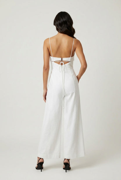 cutout sleeveless wide leg jumpsuit