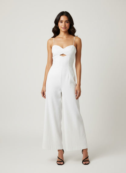 cutout sleeveless wide leg jumpsuit