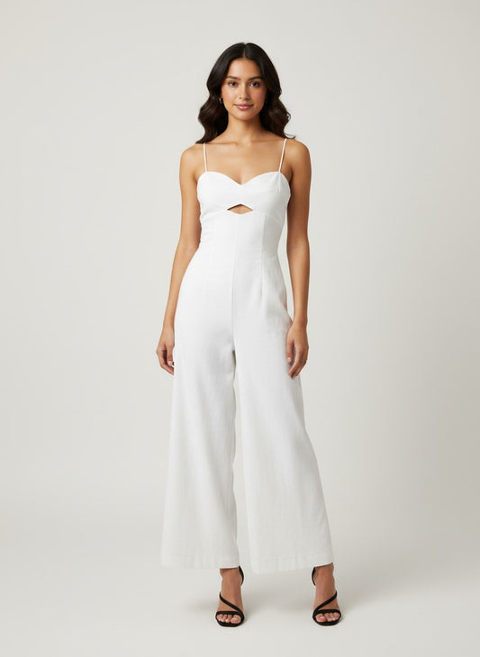 cutout sleeveless wide leg jumpsuit