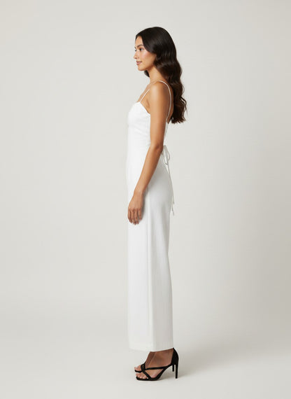 cutout sleeveless wide leg jumpsuit