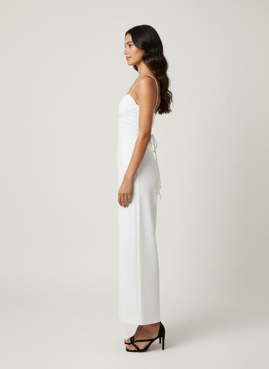 cutout sleeveless wide leg jumpsuit
