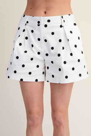 Polka Dot Shorts High Waist With Front Pleats