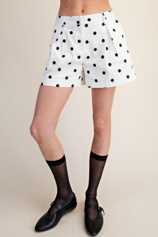 Polka Dot Shorts High Waist With Front Pleats