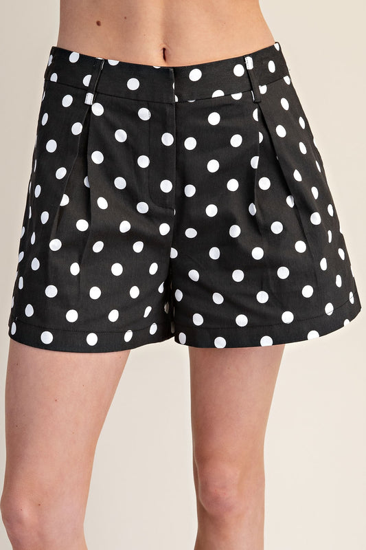 Polka Dot Shorts High Waist With Front Pleats