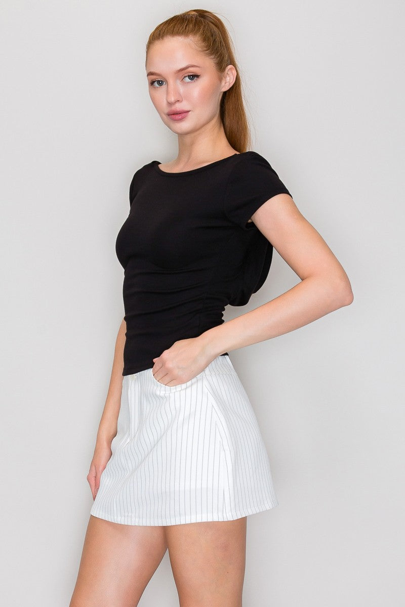 Back Cowl Short Sleeve Top