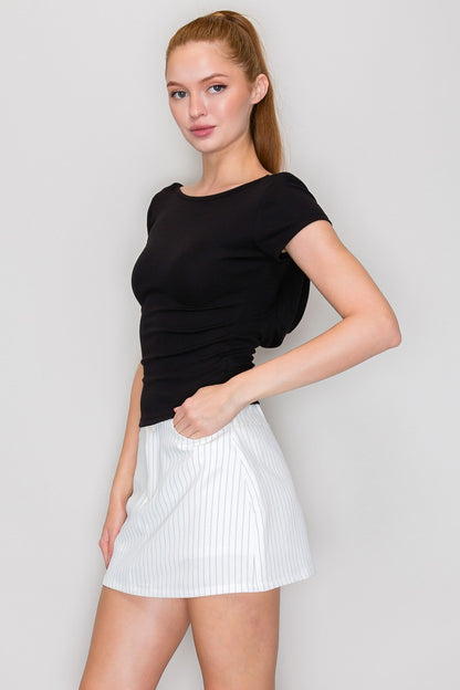 Back Cowl Short Sleeve Top