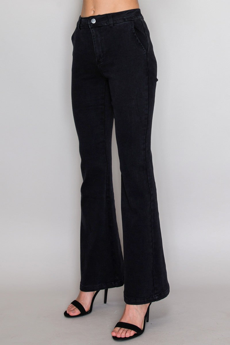 trouser pocket stretch flare jean