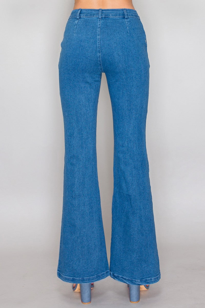 trouser pocket stretch flare jean