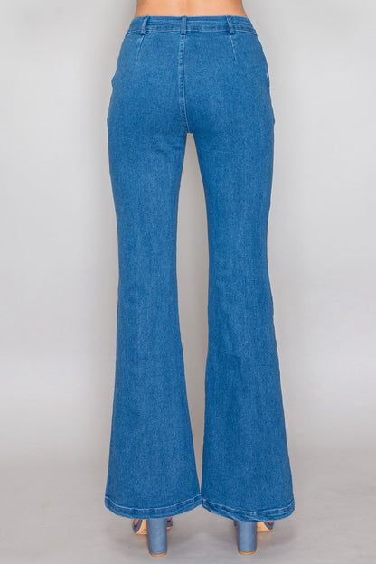 trouser pocket stretch flare jean