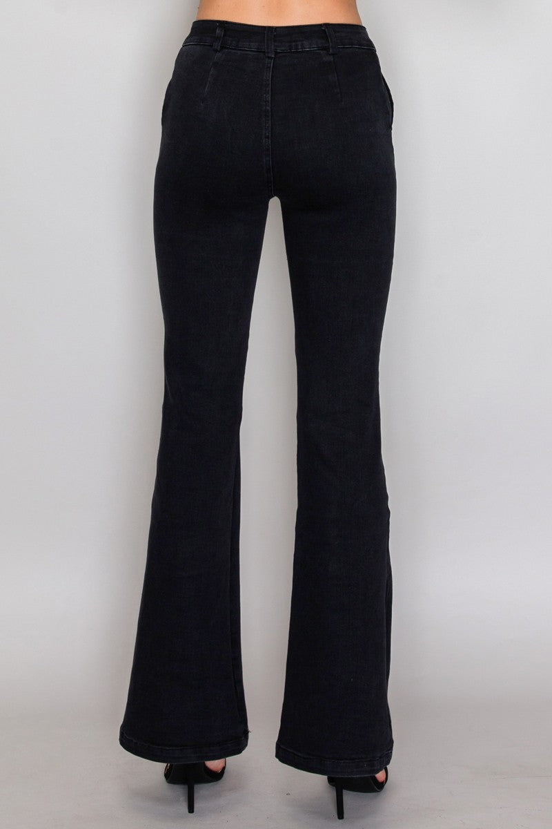 trouser pocket stretch flare jean