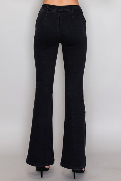 trouser pocket stretch flare jean