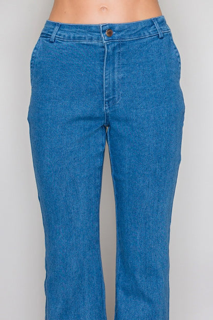 trouser pocket stretch flare jean