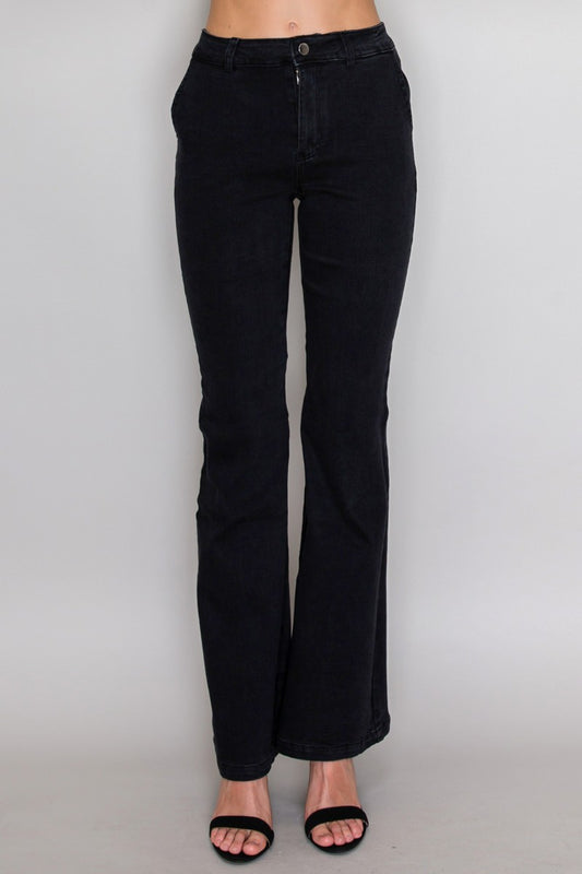 trouser pocket stretch flare jean