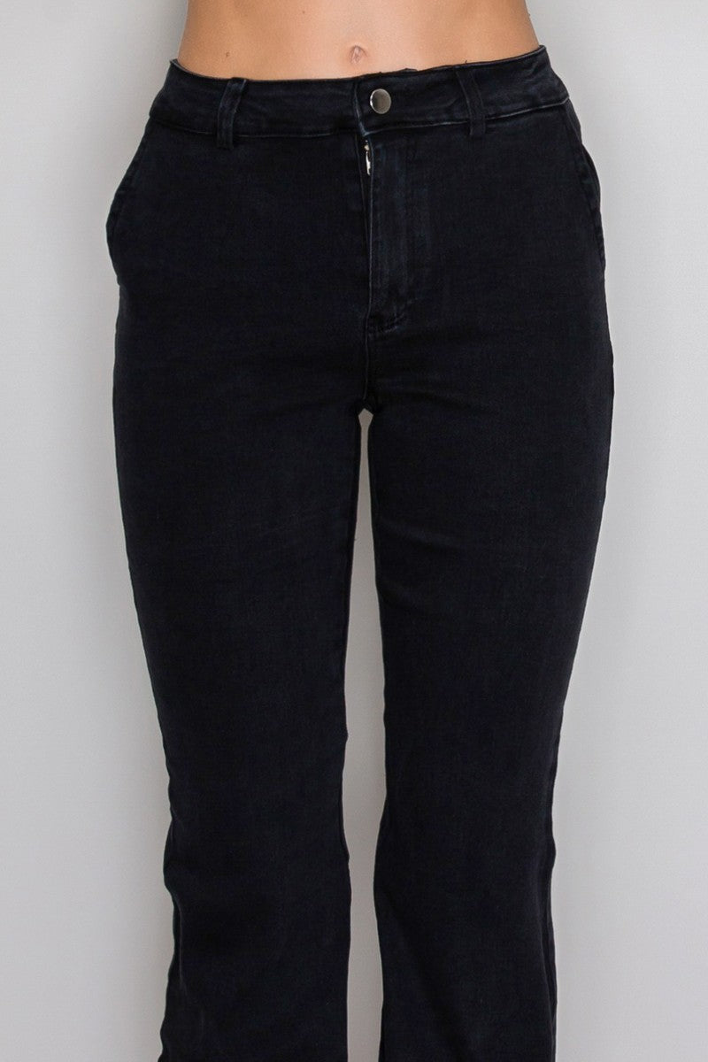 trouser pocket stretch flare jean