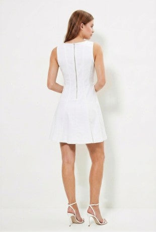 Denim Scoop Flare Zip-up Sleeveless Dress