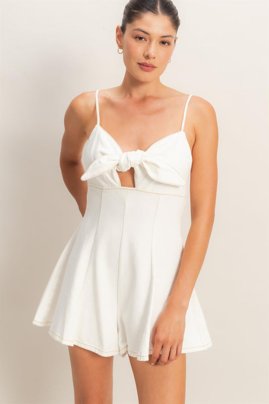 Tie Front Denim Romper