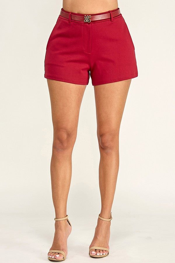 high waist belted shorts