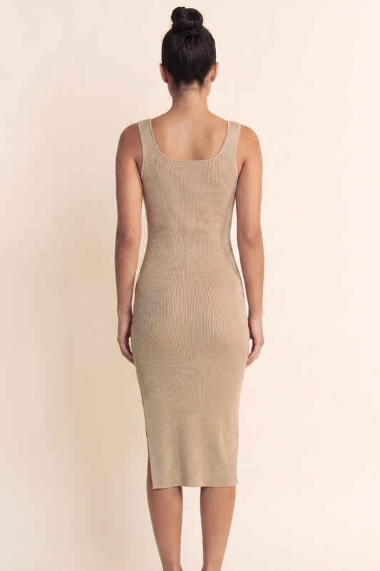 Lurex Sleeveless Midi Sweater Dress