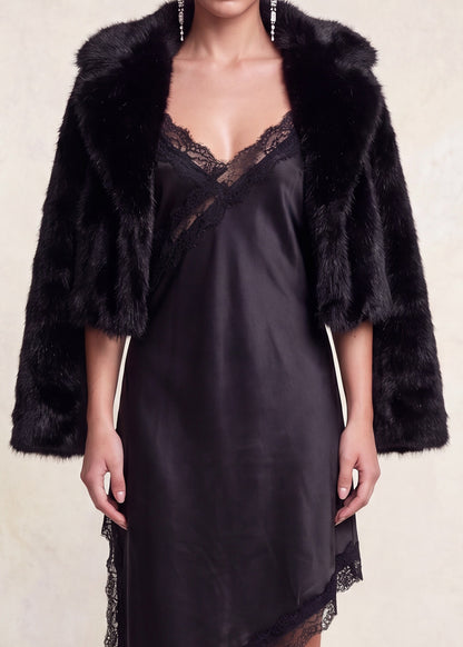 Faux Fur Notched Collar Jacket