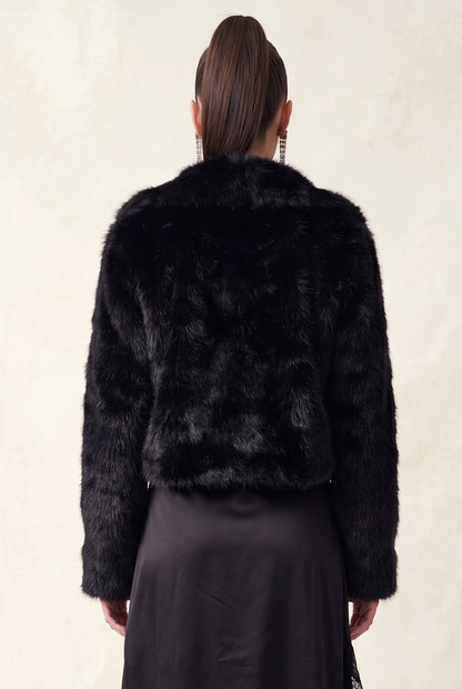 Faux Fur Notched Collar Jacket
