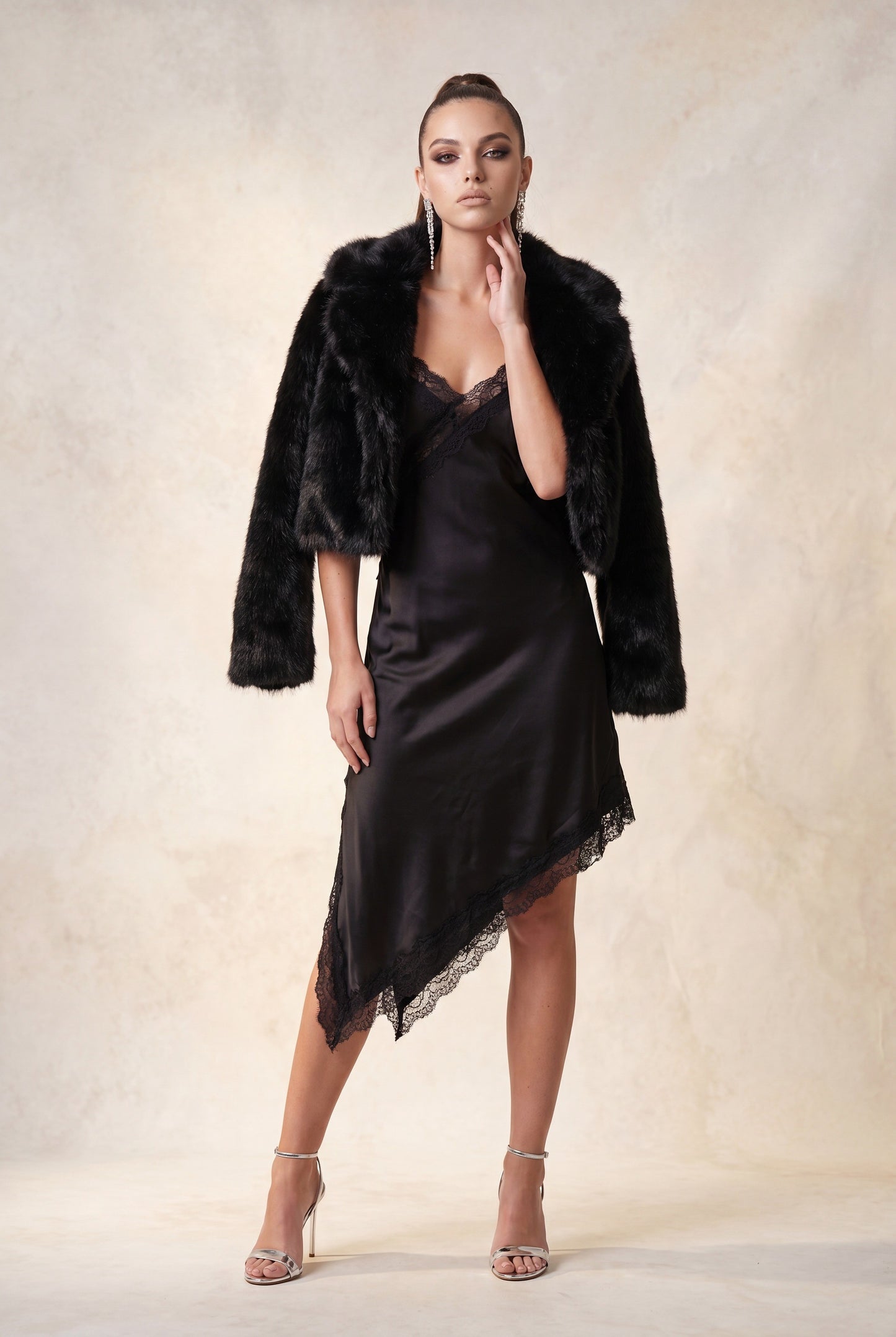 Faux Fur Notched Collar Jacket