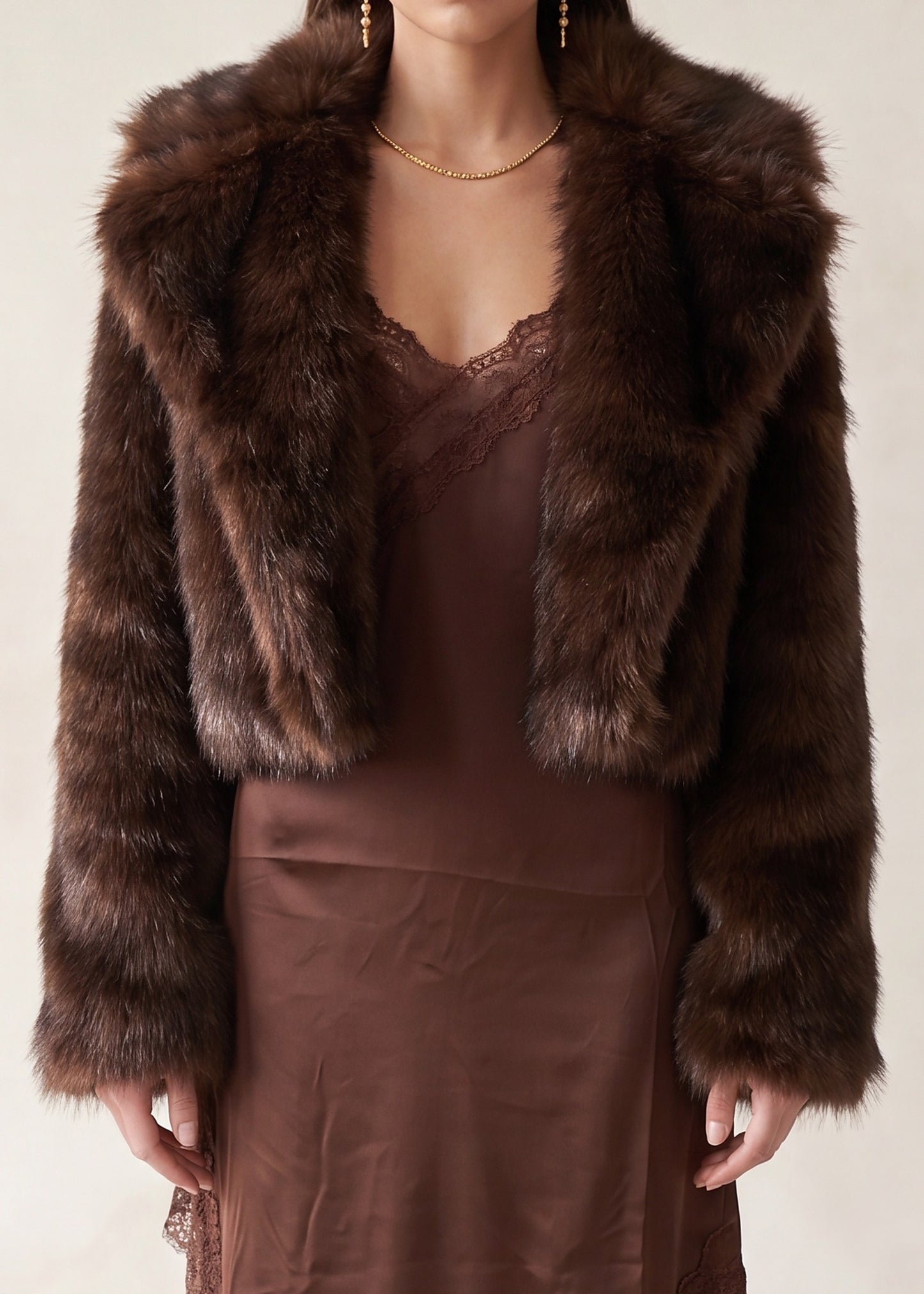 Faux Fur Notched Collar Jacket