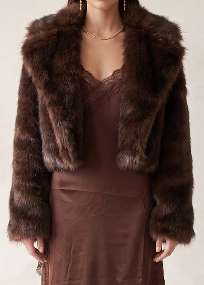 Faux Fur Notched Collar Jacket
