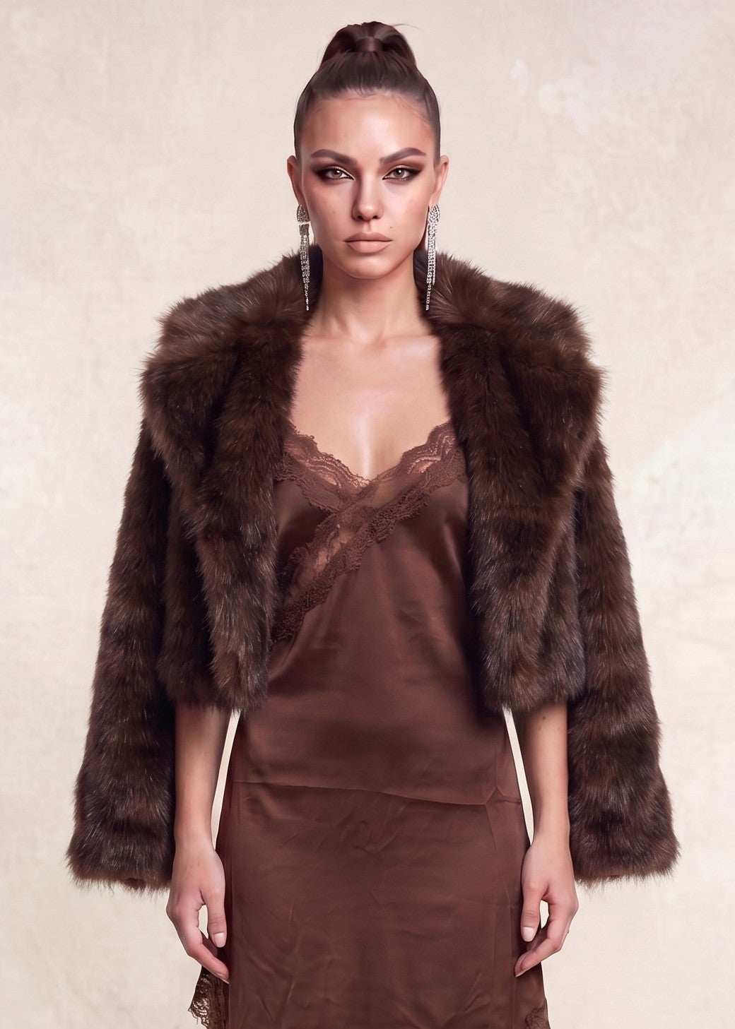 Faux Fur Notched Collar Jacket