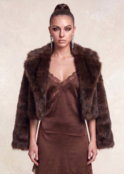 Faux Fur Notched Collar Jacket