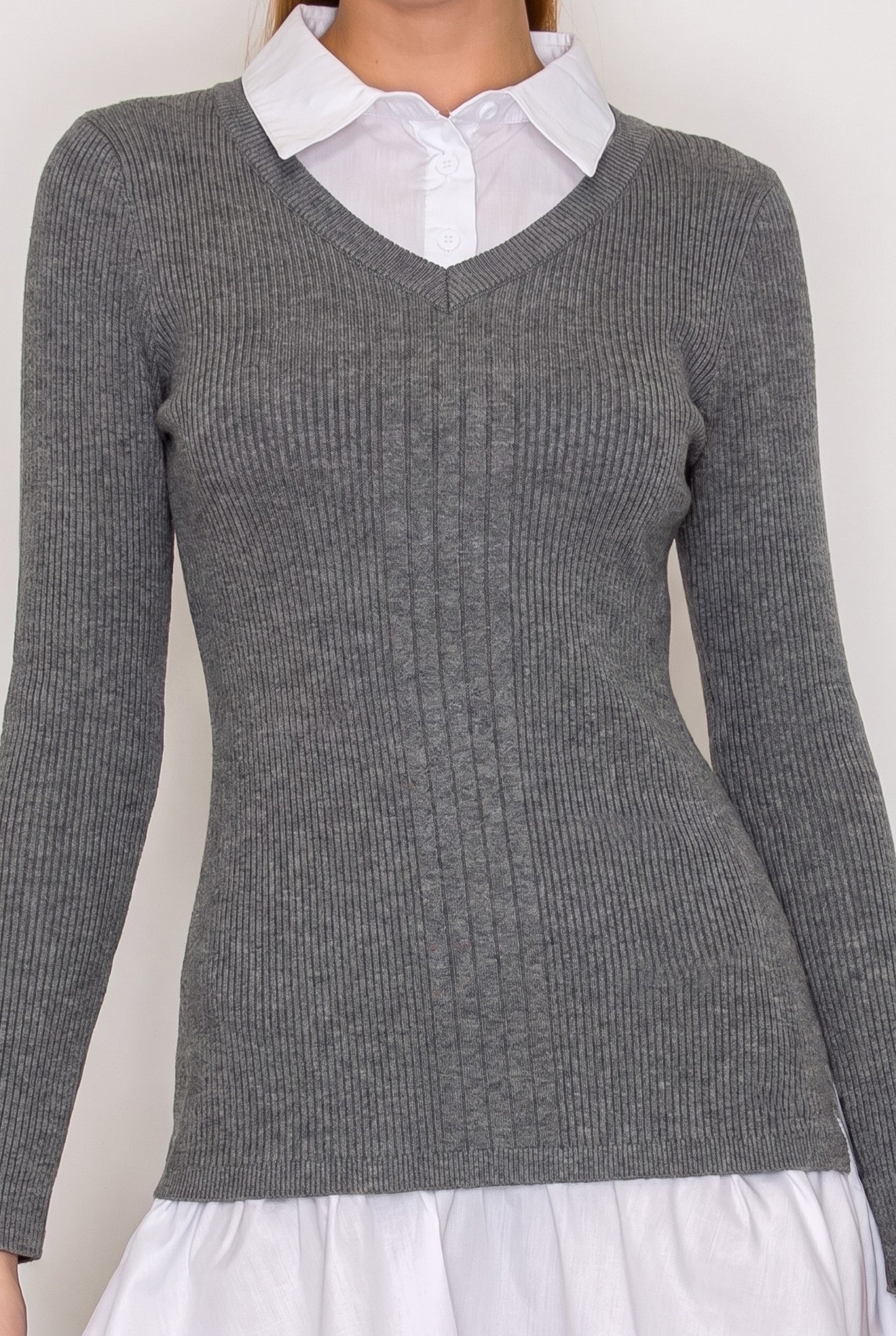 collar & shirttail long sleeve sweater dress