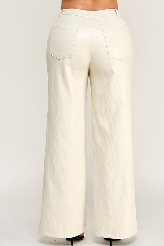 patent leather high waist wide leg pants