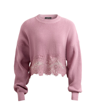 lace trim long sleeve sweater