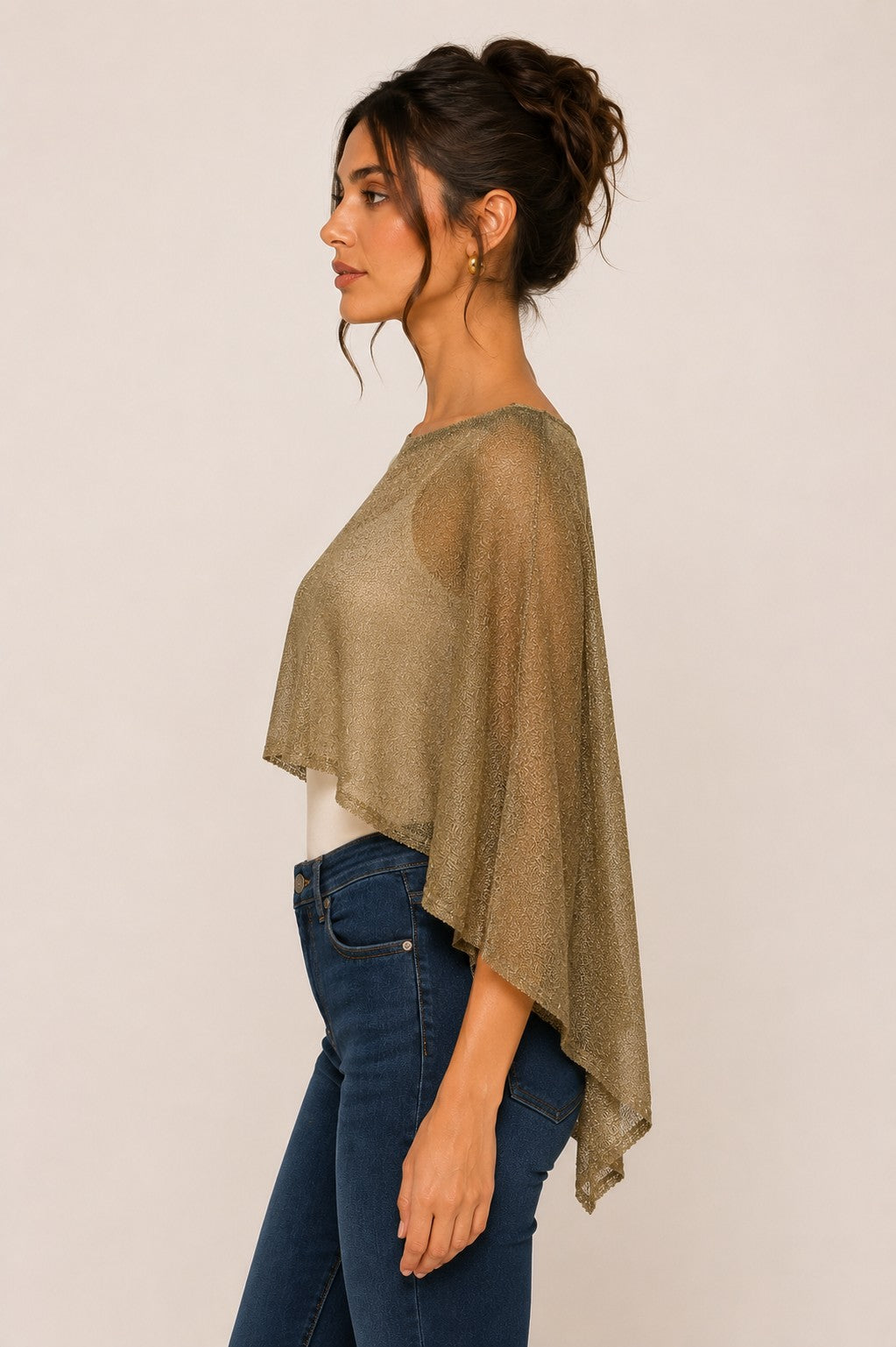 lurex knit crop poncho
