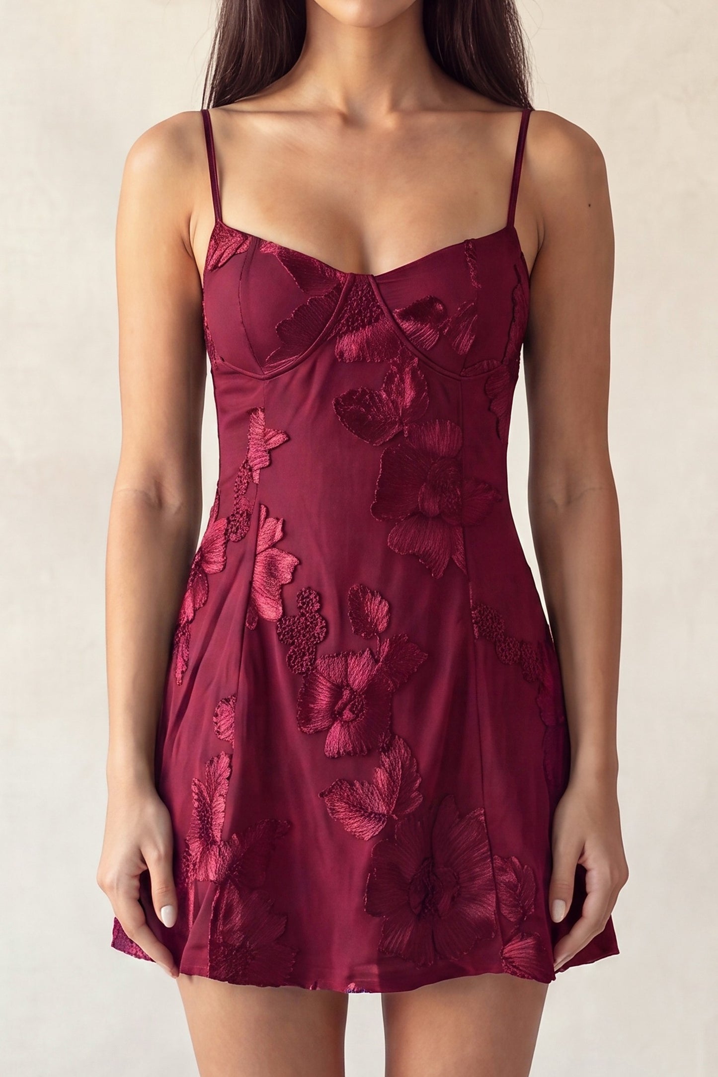 Floral Embroidered Sleeveless Mini Dress