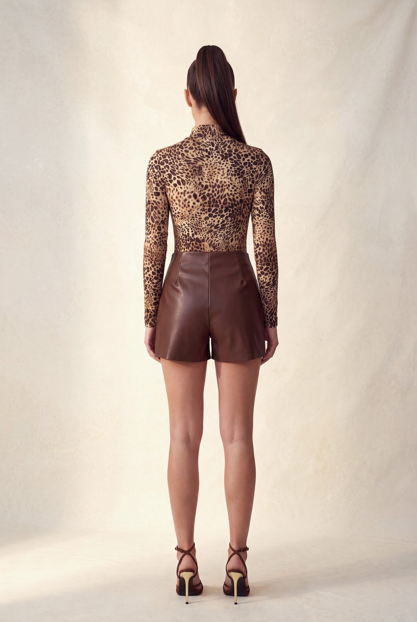 Mock Neck High-cut Thong Long Sleeve Bodysuit