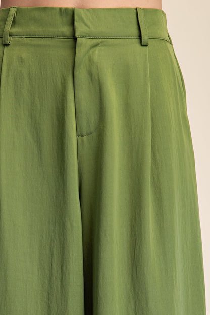 pleated wide leg high waist pants
