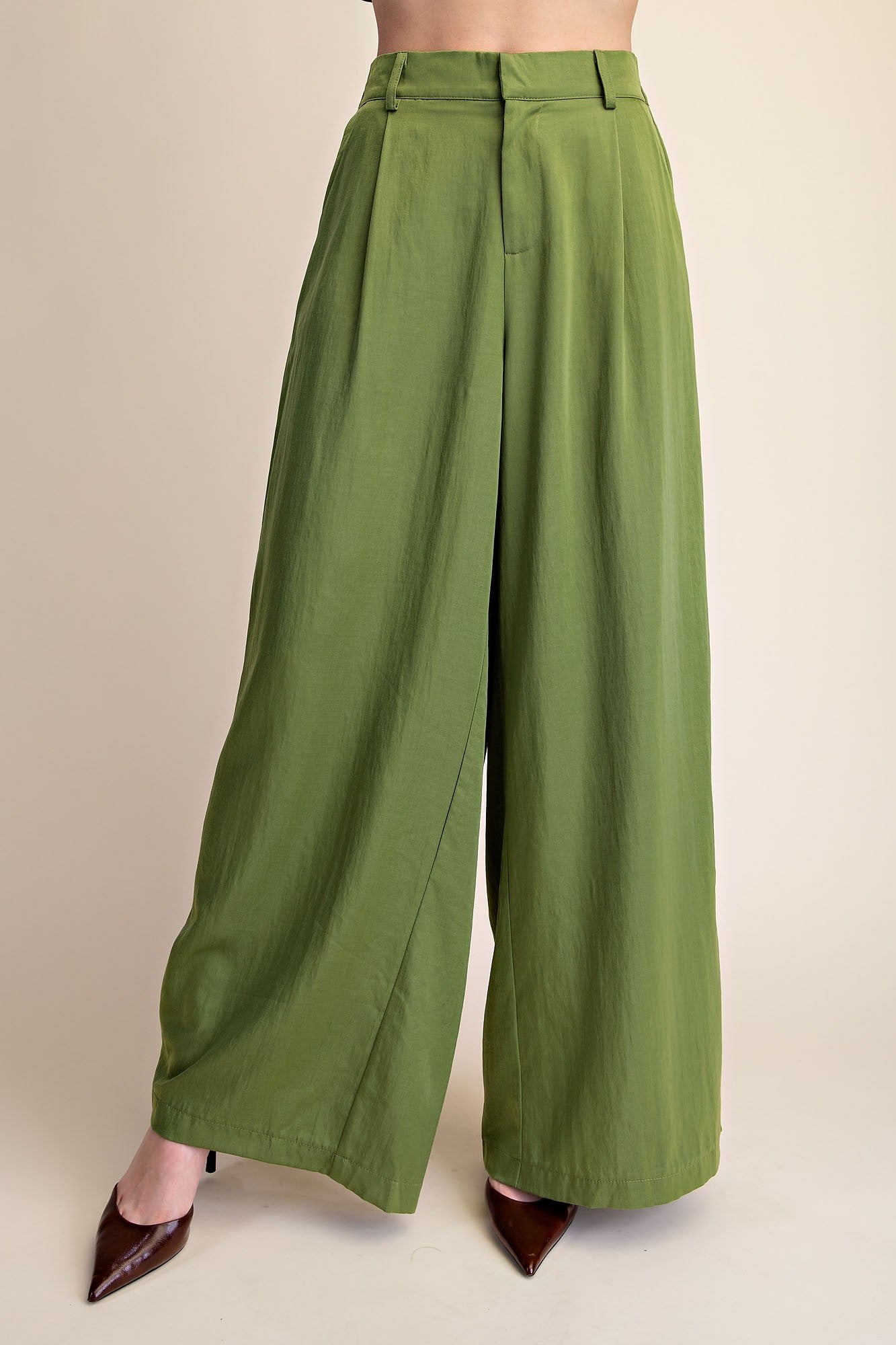 pleated wide leg high waist pants