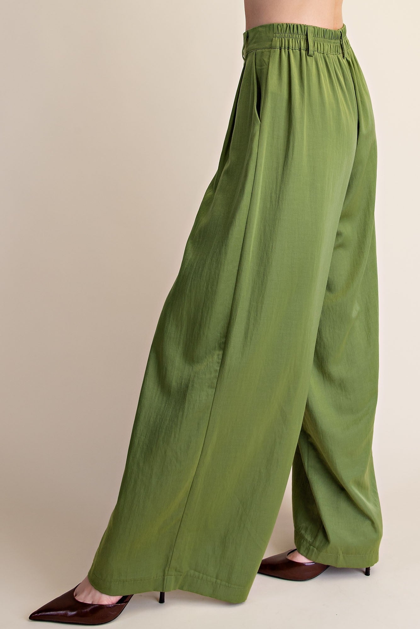 pleated wide leg high waist pants