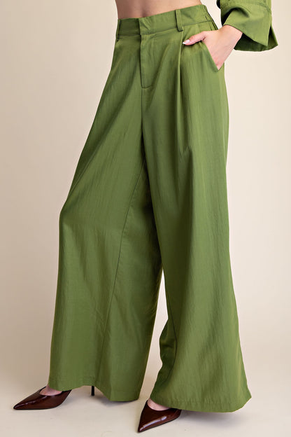 pleated wide leg high waist pants