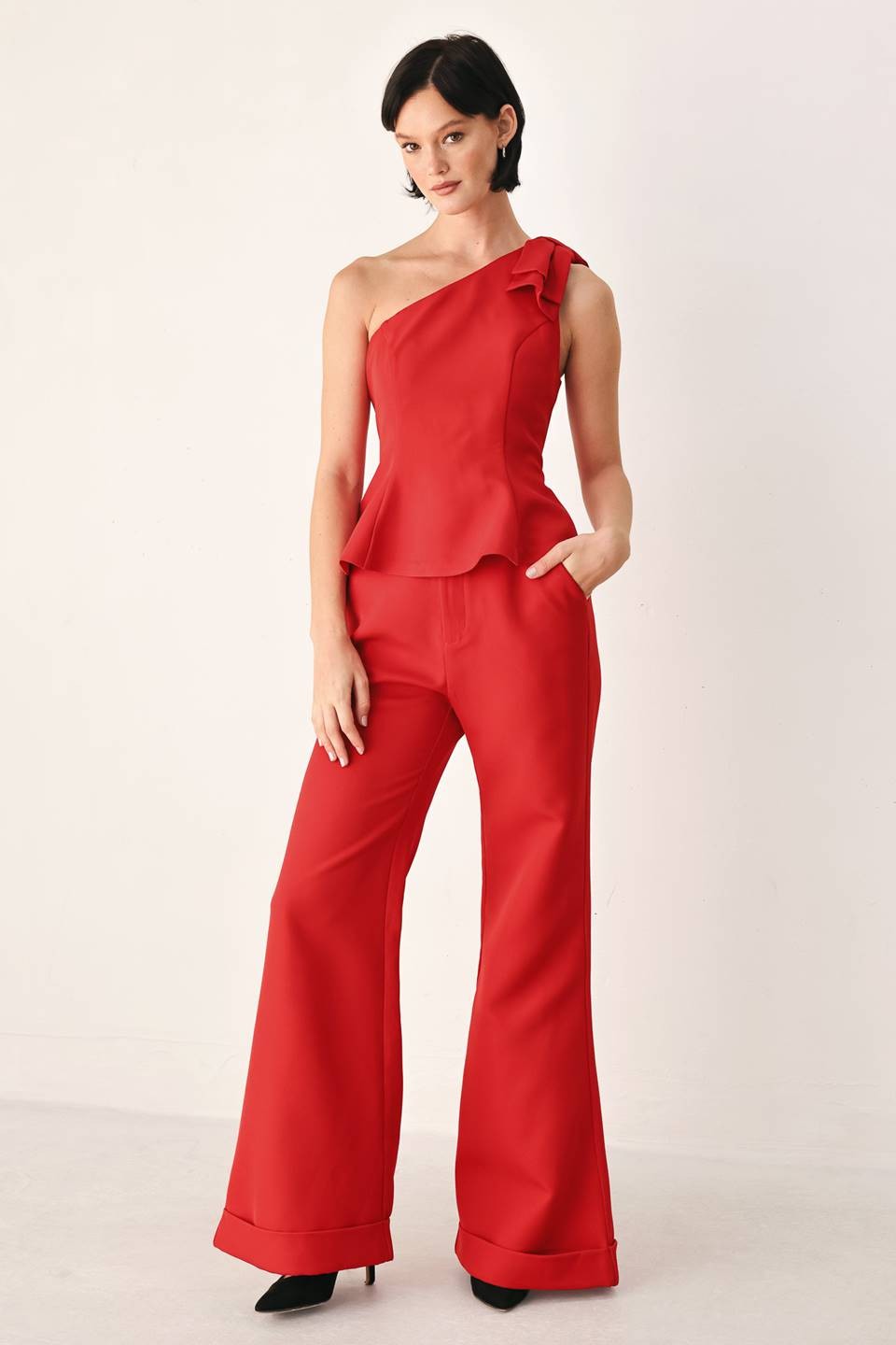 flare leg cuff trouser
