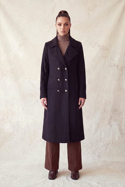 Longline Notch Double-breasted Coat
