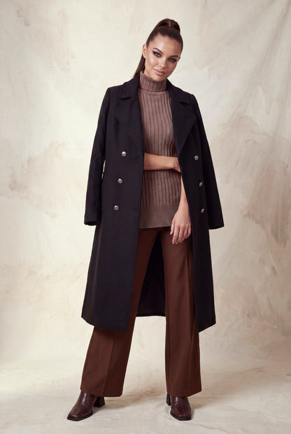 Longline Notch Double-breasted Coat