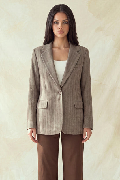 Single-breasted Herringbone Notch Blazer