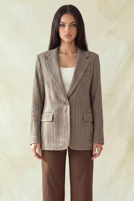 Single-breasted Herringbone Notch Blazer