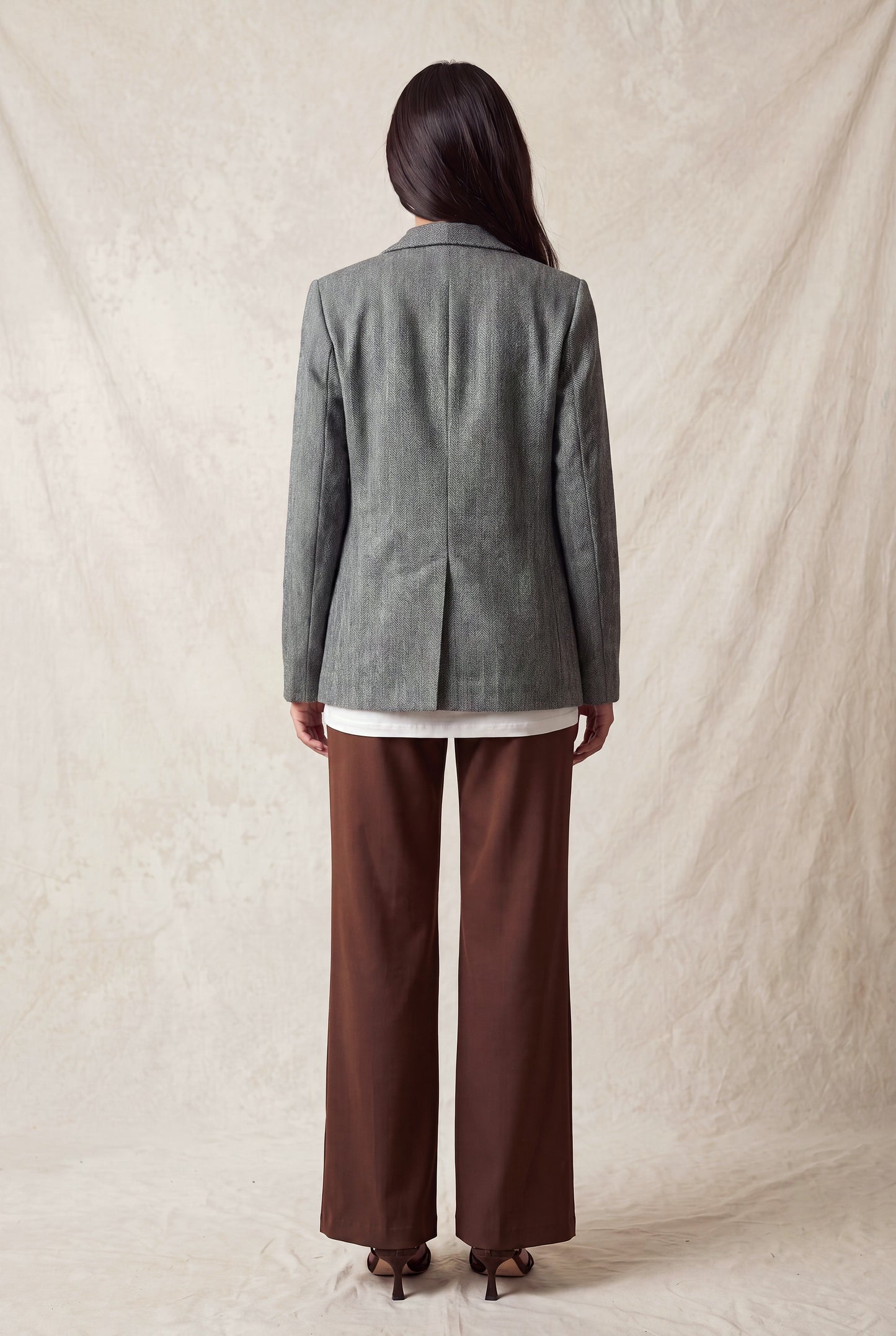 Single-breasted Herringbone Notch Blazer