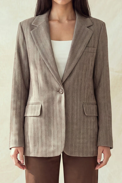 Single-breasted Herringbone Notch Blazer