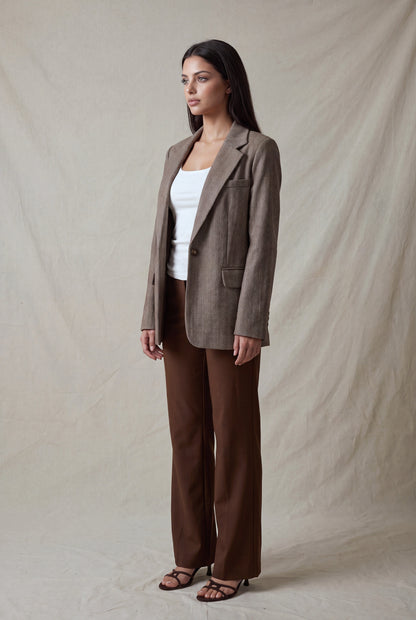 Single-breasted Herringbone Notch Blazer
