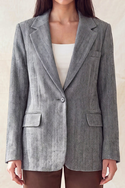 Single-breasted Herringbone Notch Blazer