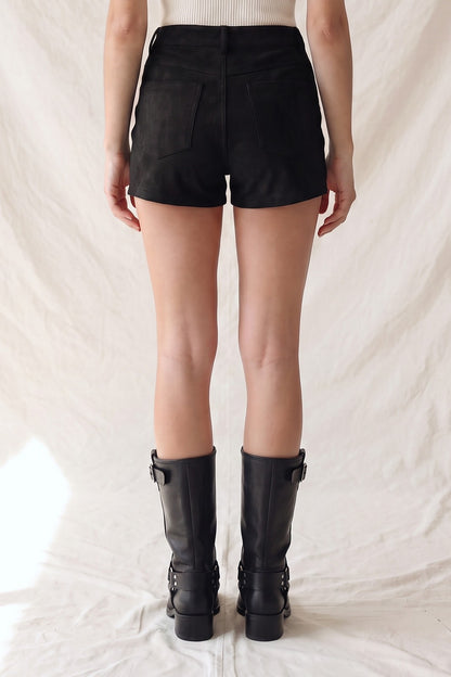 high waist suede shorts