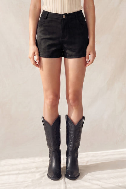 high waist suede shorts
